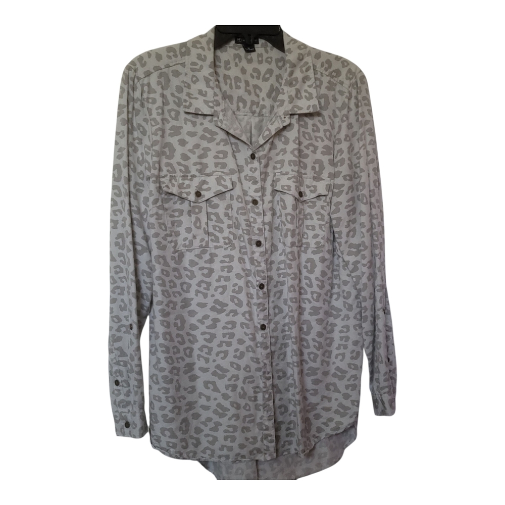 New Direction XL Gray‎ Leopard Print Womens Blouse